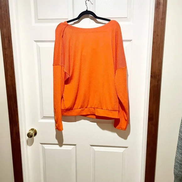 Anthropologie Maeve Orange Textured Off Shoulder Top - Picture 2 of 5